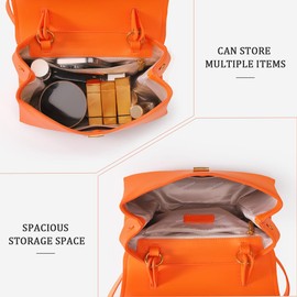 Mini Purses for Women, Top Handle Crossbody Bag Stylish Tiny Clutch Handbag, Work Tote Bags Quilted Handbags Shoulder Purses, Orange