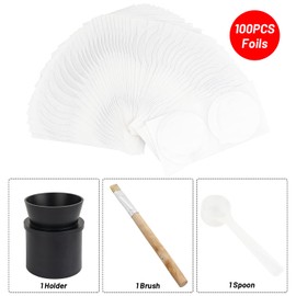 Reusable Vertuo Metal Capsule Refill Kit 100 Pcs Aluminum Foil Seals for Nespresso Vertuoline with a Brush, Scoop, Holder, Black