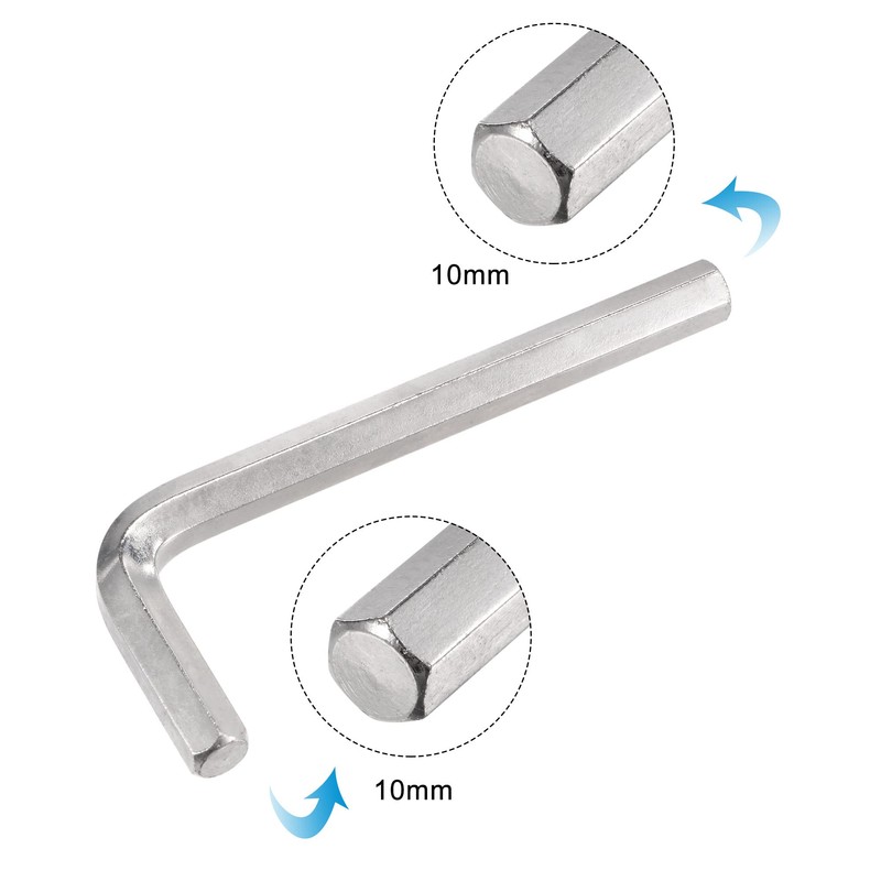 uxcell 10mm Hex Key Wrench, L Shaped CR-V Repairing Tool