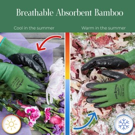 Pine Tree Tools Bamboo Garden Gloves for Women & Men - Multi-Purpose Work Gloves - Breathable and Absorbent Bamboo Glove Gardening Tools