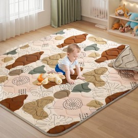 Harmon Wandyer Baby Play Mats for Floor, 50"x50" Extra Thicker Large Soft Cushioning Foam Playmats for Babies, Toddlers, Non Slip Foldable Washable Play Mat for Playpen & Floor (Boho)