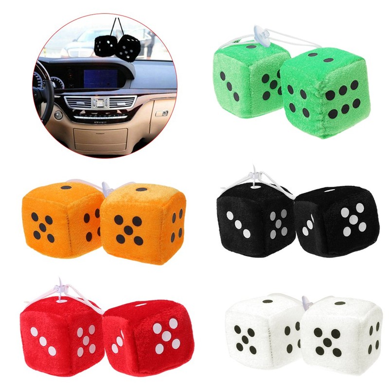 A FEI 1 Pair Fuzzy Dice Dots Rear View Mirror