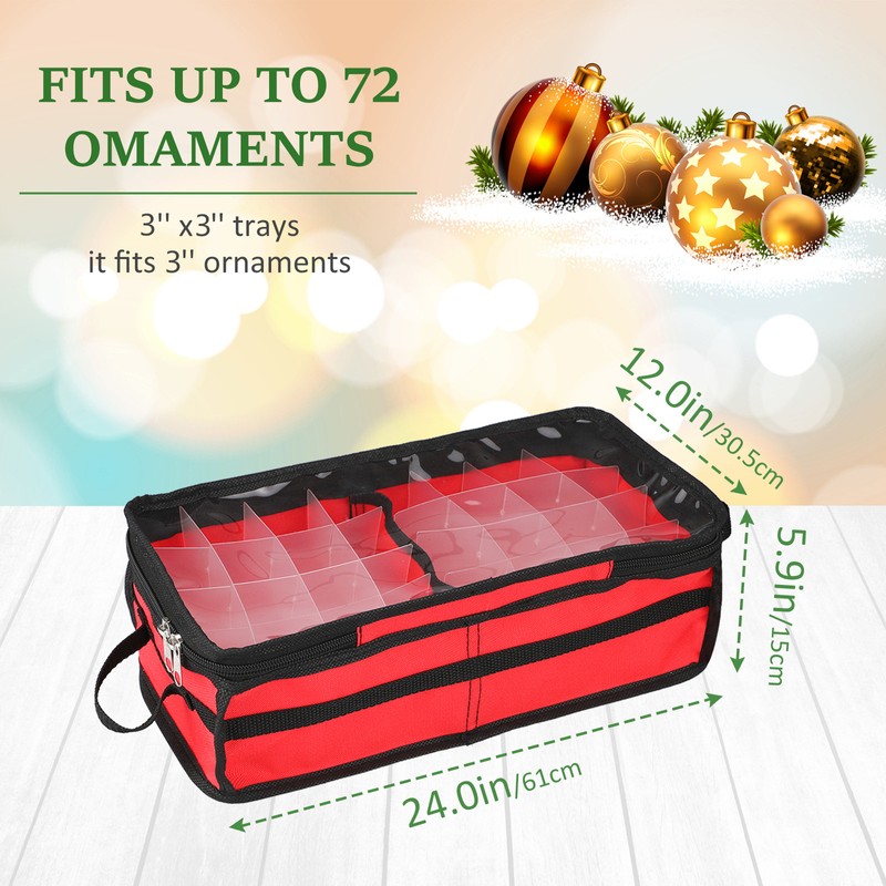 Christmas Ornament Storage Box Under Bed 64 Cell partition 600D