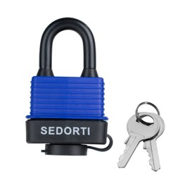 SEDORTI Colored Waterproof Padlocks, Heavy Duty Laminated Steel Lock with Blue Plastic Covered, Keyed Alike Outdoor Locks, Can Be Used as Lockout Tagout Lock, Pack of 12