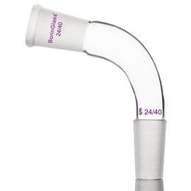 BorinGlass Borosilicate Glass Distillation Adapter, Distilling Adapter 105 Degree Bent with 24/40 Outer and Inner Joint