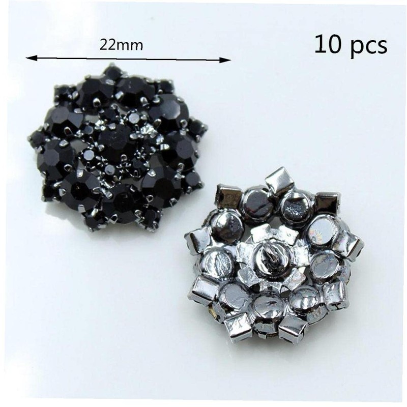 Namzi 10pcs Black Rhinestone Buttons Shank Diamante Accessories DIY for