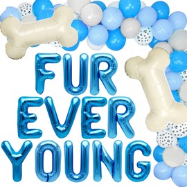 15 PCS Blue Dog Birthday Party Decoration Fur Ever Young Pet Puppy Birthday Party Supplies Decorations Lets Pawty Balloons Puppy Themed Birthday Decorations Dog Balloons