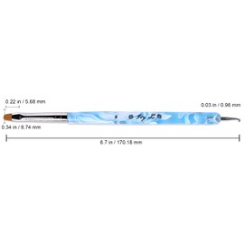 Ivy L 2- Way French Gel Acrylic Nail Art Kolinsky Brush with Dotting Tool for Professional Manicure Cuticle Clean up Nail Art Design (Size # 6, Blue Marble)