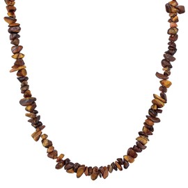 Kuzzoi Buddha Men's Tiger's Eye Necklace with Fashionable T-Bone Clasp Made of 925 Sterling Silver, Chain for Men Made of Gemstone Beads Splitter, Men's Necklace Length Approx. 42 cm, Gemstone