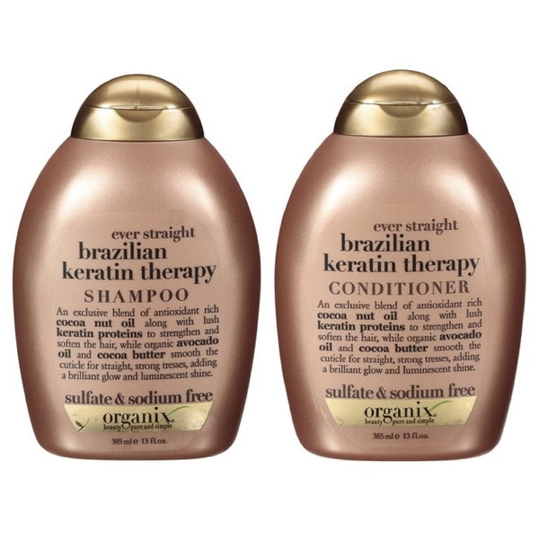Organix Ever Straight Brazilian Keratin Therapy, DUO Set Shampoo + Conditioner, 13 Ounce, 1 Each