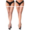 VOAKOW 2 Pairs White Fishnet Thigh High Stockings White Over