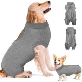 SlowTon Dog Recovery Suit - Surgery Recovery Suit for Female Male Dogs, Prevent Licking Dog Onesie After Surgery, E-Collar & Cone Alternative, Surgical Recovery Suit for Spay Abdominal Wound(Grey,XXL)