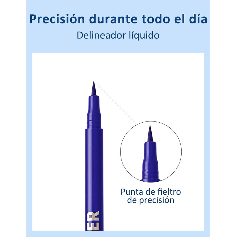 Erinde Delineador Líquido Waterproof, Larga Duración & Alta Pigmentación,#D06 Azul