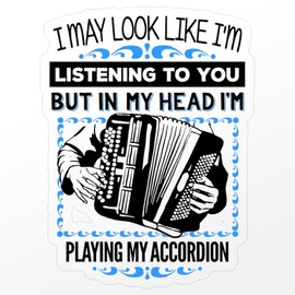 CafePress in My Head I'm Playing T Small Die Cut Sticker, 3"x4" Clear