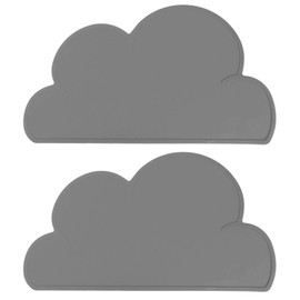 Manteles individuales para bebés, manteles de silicona para niños pequeños, mantel individual para alimentación resistente al calor con forma de nube, 2 piezas(Gris)