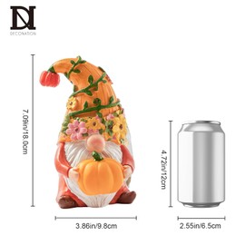 DN DECONATION Autumn Gnome Figurine with Light
