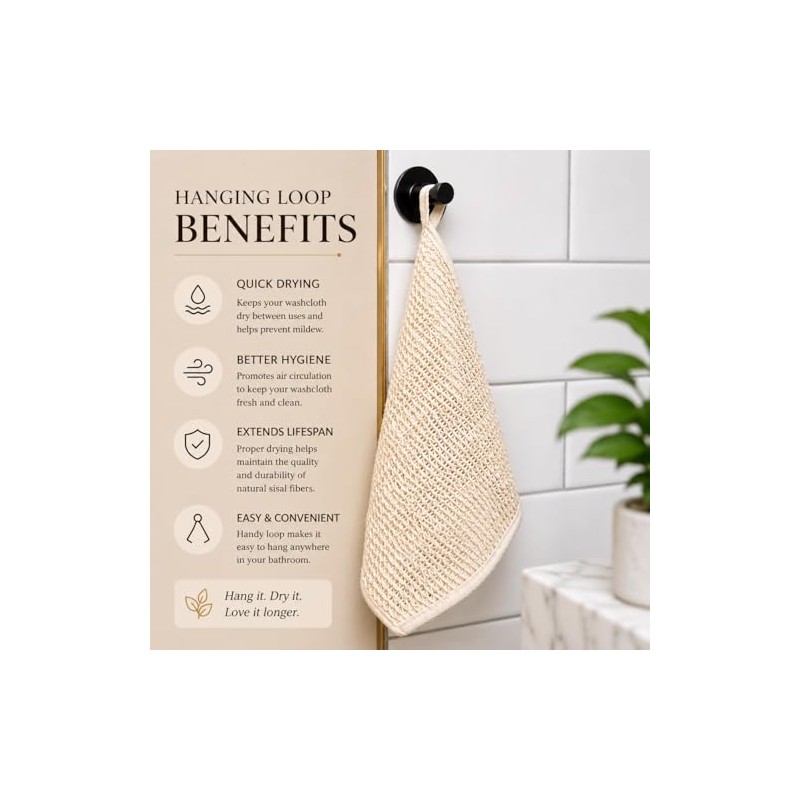 April Angels Toallita Sisal 100 Natural Exfoliación Suave Una Piel