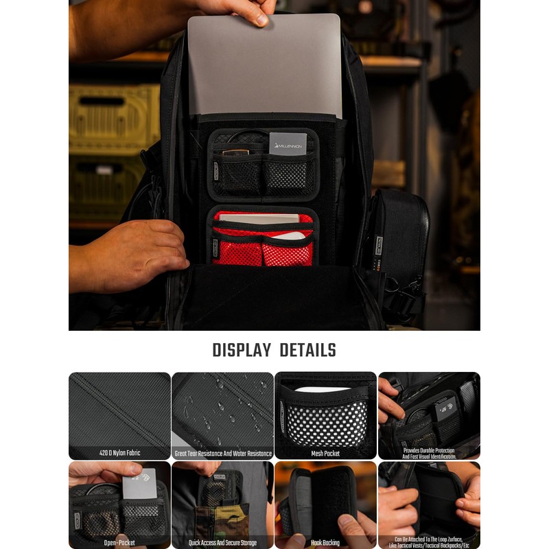 TACTICAL_GEEK TCM3 Mini EDC Organiser Board, Backpack Accessories with Open