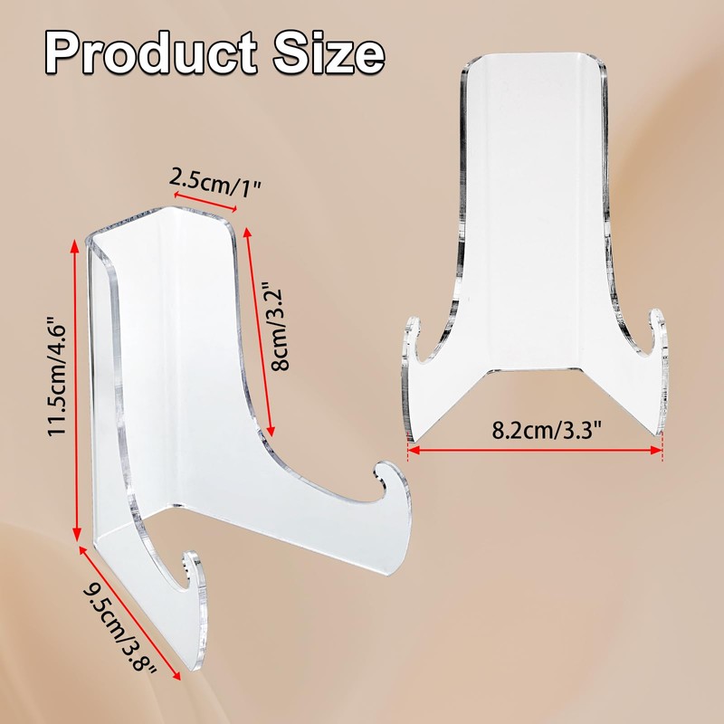 Hipiwe 3 Pack Clear Easel Display Stand Acrylic Plate Stand