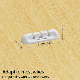 Apromisith USB Cable Organizer Clips Cord Holder,12 Packs (3-Slots) White Self Adhesive Desk Cord Cable Management
