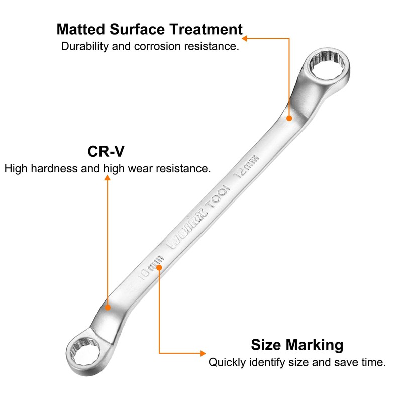 sourcing map 2pcs Offset Extra Long Box End Wrench 10