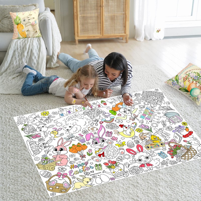 HOWAF Paper Tablecloth for Colouring Easter, Colouring Tablecloth Easter Colouring