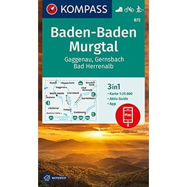KOMPASS Wanderkarte 872 Baden-Baden, Murgtal, Gaggenau, Gernsbach, Bad Herrenalb 1:25.000: 3in1 Wanderkarte mit Aktiv Guide inklusive Karte zur ... der KOMPASS-App. Fahrradfahren. Langlaufen.
