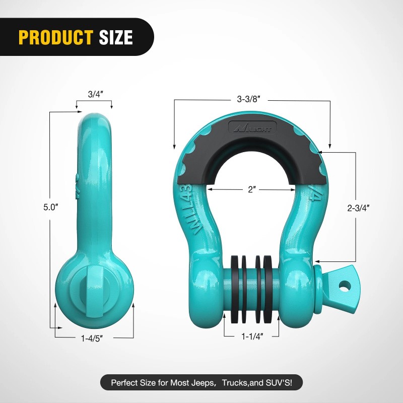 Nilight 2 Pack 3/4" D-Ring Shackle with 7/8" Screw 887lbs