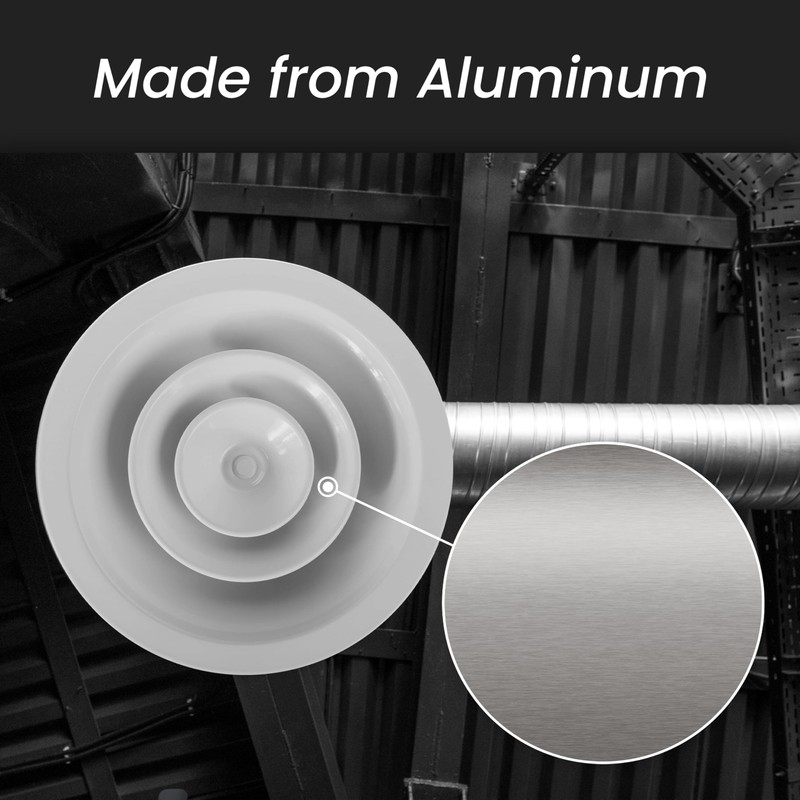 Repa Market 10 Inch (Neck) Round Aluminum Ceiling Diffuser/White Powder