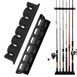 Fishing Rod Holders Wall-Mounted 1 Pair, Simple Deluxe Fishing Pole Holder & Rack Store up to 6 Rods or Combos for Garage & Boat (Vertical, Black)