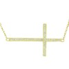 925 Sterling Silver Gold-Tone Sideways Cross White CZ Necklace Bracelet