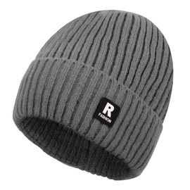 Beanie Hat Men Women Winter Beanie Hat Warm Winter Hat Knitted Hat Wool Hat Windproof Hat Cotton Warm Lining Gift Plain, gray