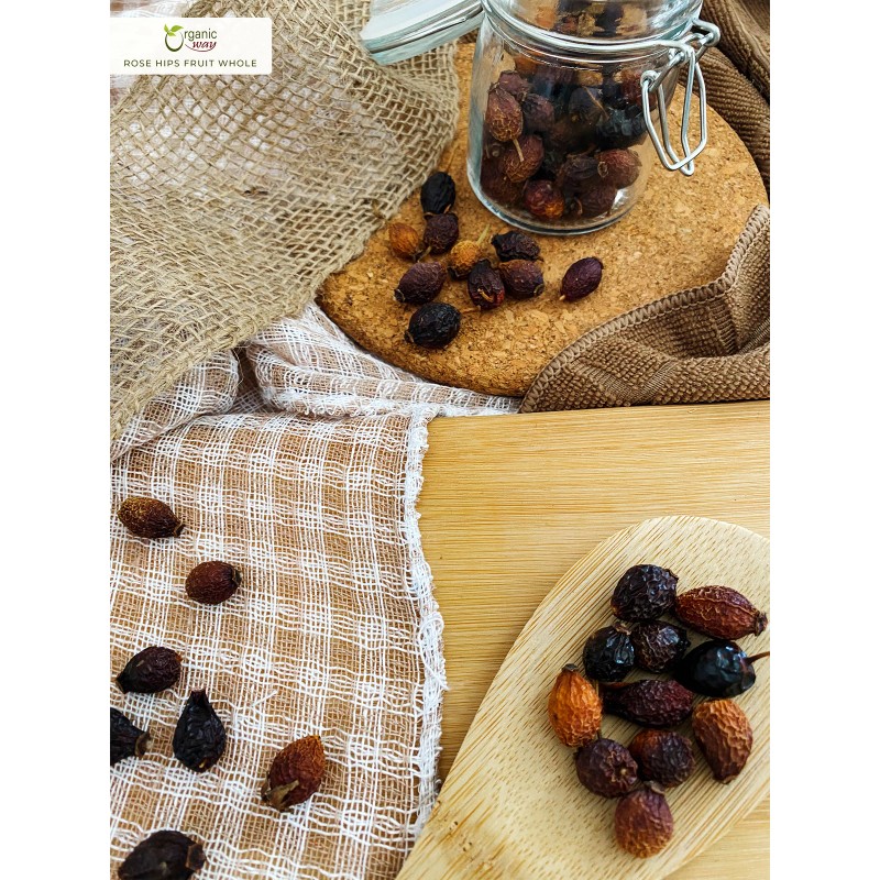 Organic Way Rosehips Fruit Whole - Kosher & USDA Certified