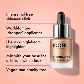 ICONIC LONDON Illuminator | Liquid Highlighting Drops for a Radiant Glow, Cruelty-Free, Vegan Makeup, Original (Champagne Shimmer) 0.45 Fl oz
