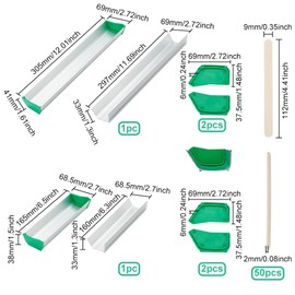 FINGERINSPIRE 2 Sizes Scoop Coater Aluminum Screen Coater with 50pcs Wooden Cakesicle Sticks Dual Edge Emulsion Scoop Durable Platinum Scoop Coating Tool for Silk Screen Printing Supplies