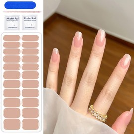 MrCuvaryas 20 Stück Gel UV Stickers, Echte Nagellack-Kunstaufkleber/-folien - Full Wraps Nagelaufkleber UV/LED-Lampe Erforderlich Cured Gel Nail Strips, Fingernägel zum aufkleben (Hautfarbe)