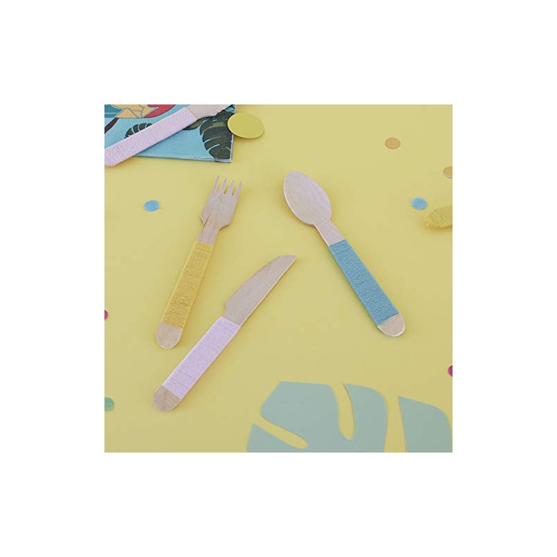 Ginger Ray Yarn Wrapped Wooden Cutlery Party Set 18 Pack