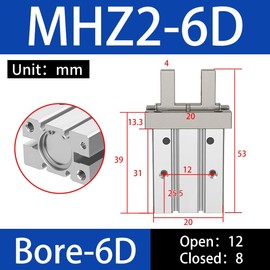 HNJPC Pneumatischer Fingerzylinder kleine Parallelgreifer pneumatische Befestigung MHZ2-6D Magnetgewinde