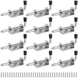12 Pack Spring Loaded Latches Pin, 5 Inch Silver Spring Pin Door Latch, 304 Stainless Steel Spring Loaded Latch for Door, Cabinet