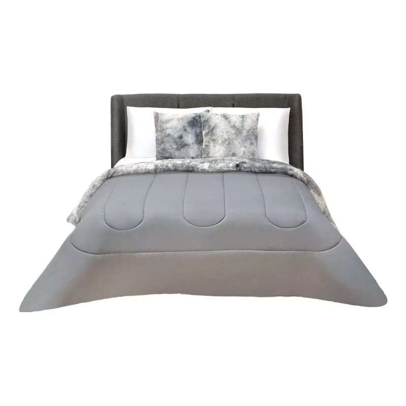 Elefantito Edredon 2 Vistas Pelo Suave Gris King Size Elefantito