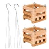 4" Natural Wooden Square Hanging Basket Outdoor Garden Planters 2-Pack