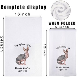 G2TUP Sphynx Cat Kitchen Towels - Hairless Cat Lover Gifts - Canadian Sphynx Mom Towels (CA)