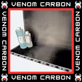 Venom Carbon 24" x 5FT Twill Weave Carbon Fiber Fabric Cloth Resin Kit