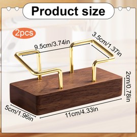 GD HUA Business Card Stand, Pack of 2, Wooden Business Card Holder, Walnut Brass Base, Suitable for Gardens, Squares, Venues, Offices, Hotels/Restaurants and Other