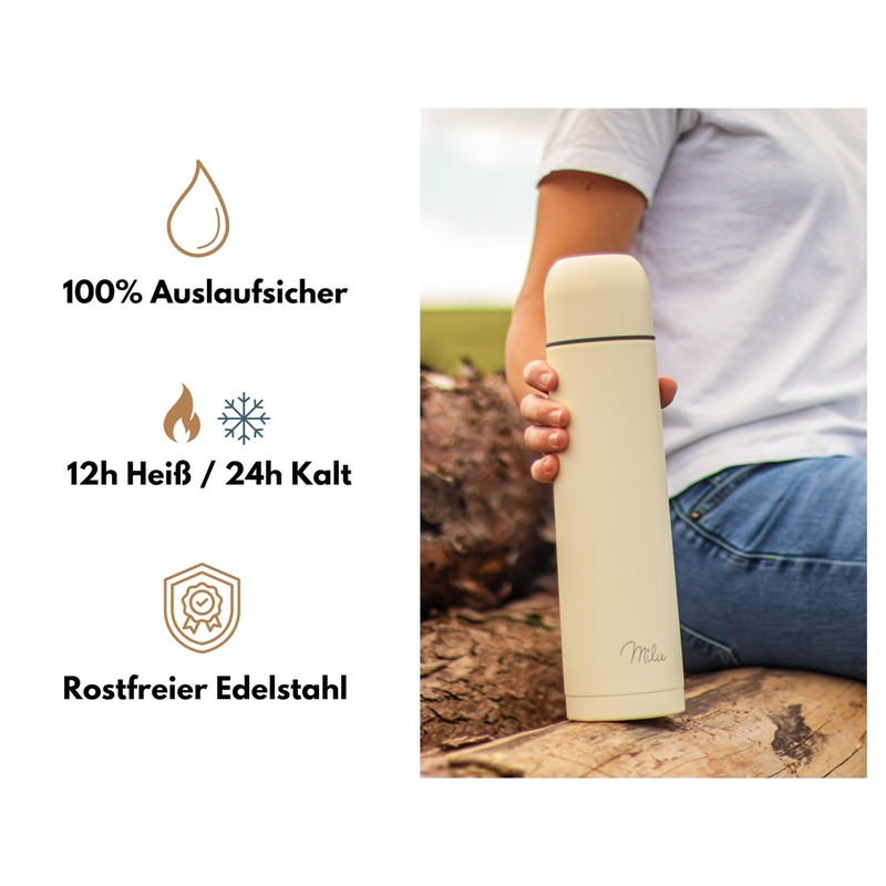 Milu Thermos Flask, Thermos Jug, 1 L, 750 ml, 500