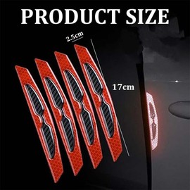 BQRKOTM Pack of 4 Door Edge Protection Strips Made of Red Carbon Fibre, Reflective Car Door Edge Protection, Door Edge Protection Sticker for Car Rubber, Can Be Used in Different Cars