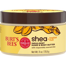 Burt's Bees Shea + Tropical Fruit Indulgent Hand and Body Butter, Non-Greasy, Antioxidant Rich for Glowing Skin, Non-Irritating, Natural Origin Skin Care, 11 oz.