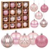Christmas Baubles Pink, 16Pcs Christmas Balls, Xmas Tree Decorations, Christmas