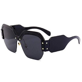 KIRALOVE - Sunglasses - Girls - Retro - Square - Fashion - Large - Women - Oversize - Hexagonal - Gift Idea - Vintage, Black Frame - Black Lens