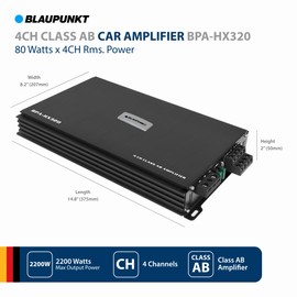 BLAUPUNKT BPA-HX320 4-Channel Car Amplifier - 80 Watts 4-Ohm Class-AB Sound System - C-Series Amplifiers